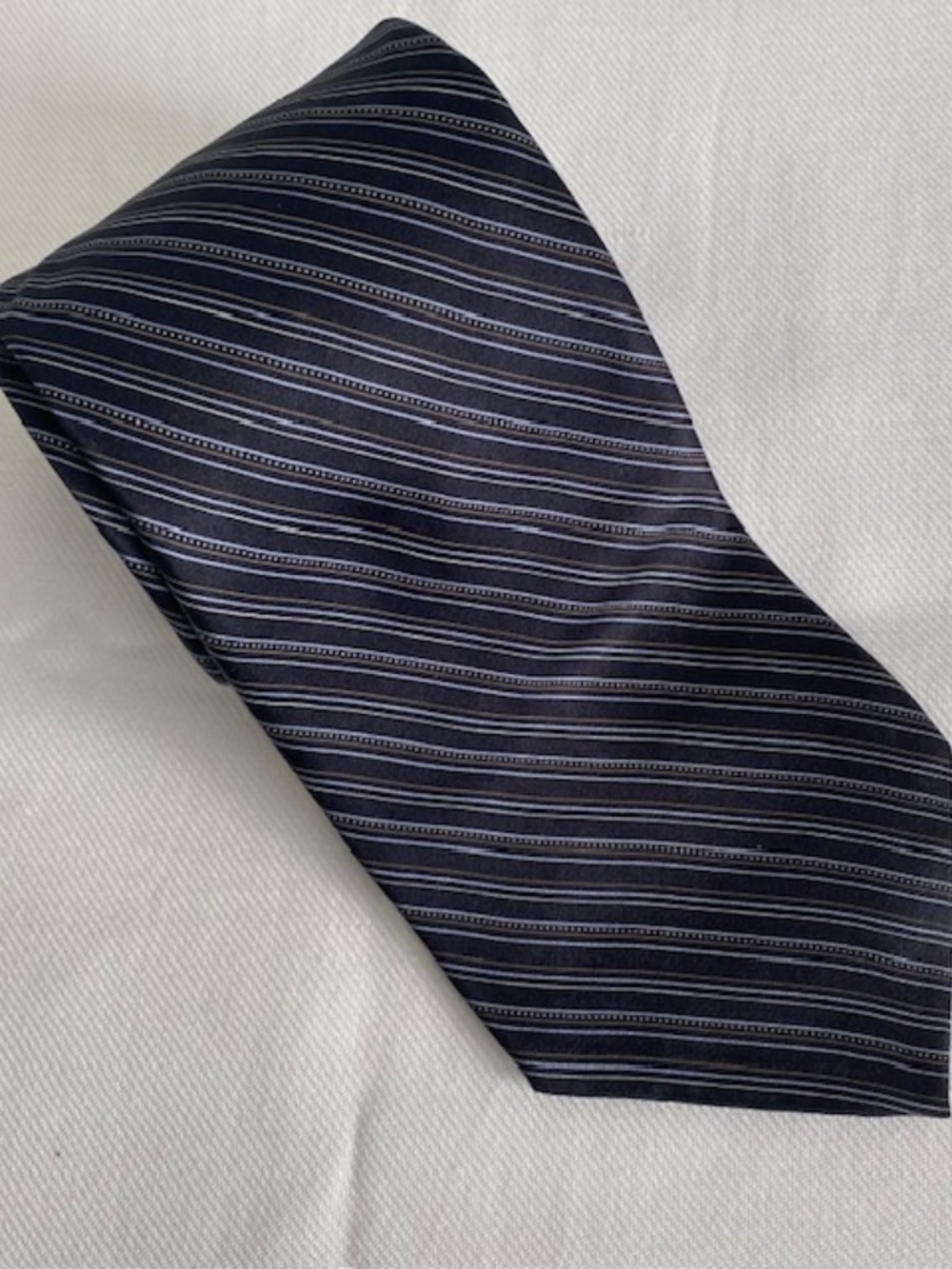 JONES NEW YORK Finely Textured Black & Grey Striped Silk Tie